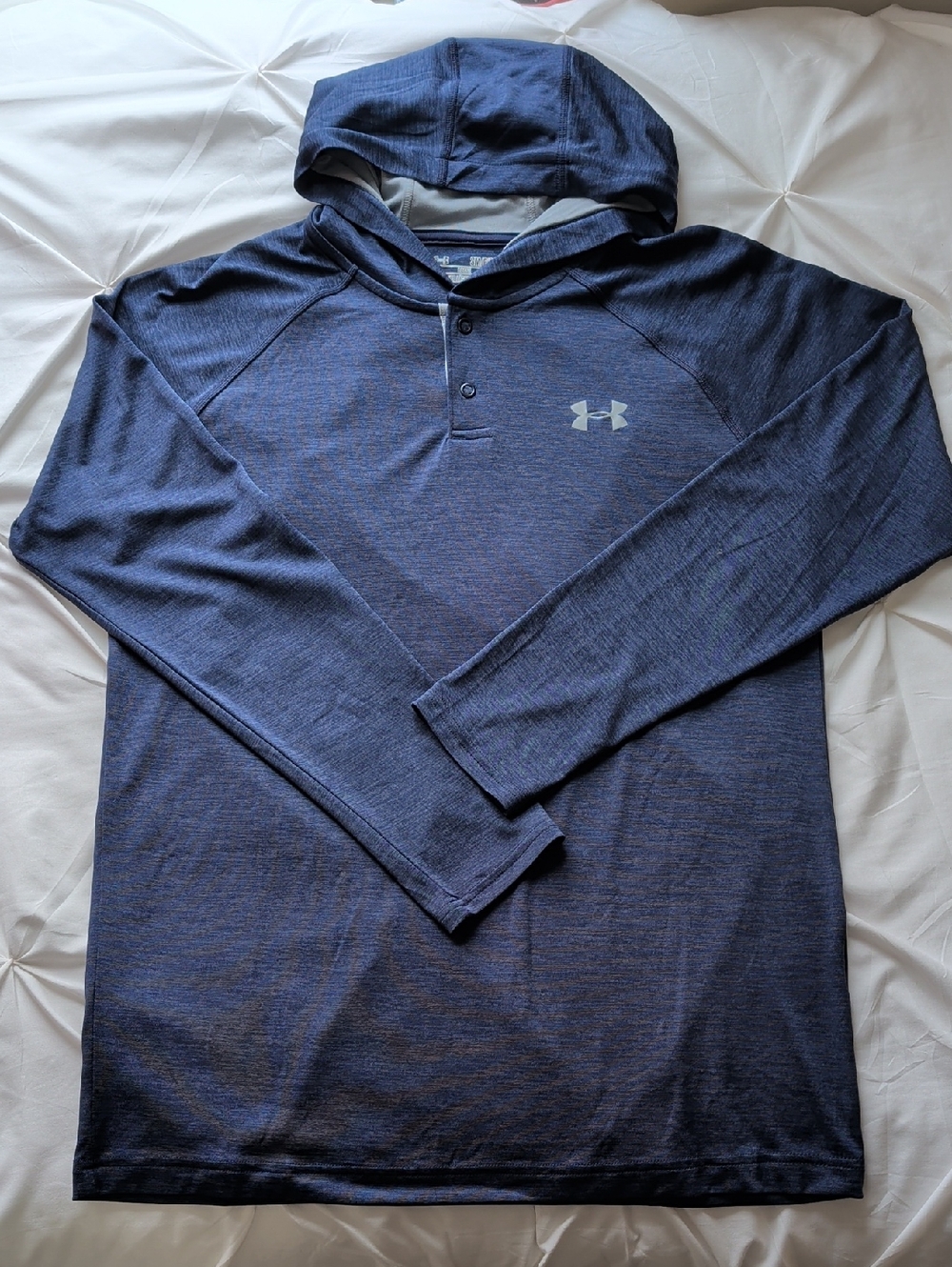 Under Armour Navy Blue Hooded Long-Sleeve Henley Performance Top